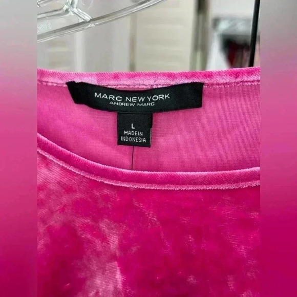 Marc New York Pink Velvet Cinch Sleeve Crew Neck - Size M - Picture 11 of 11